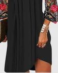 Chic Mini Dress With Sheer Sleeves & V-Neck 2