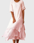 Chic White Midi Dress with Flattering Cut 0