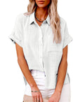 Chic Women's Shirt With Pocket - Short Sleeve 6