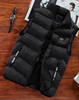 Men's Black Quilted Vest sleeveless thermal zip gilet