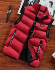 Men's Black Quilted Vest sleeveless thermal zip gilet