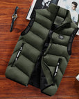 Men's Black Quilted Vest sleeveless thermal zip gilet