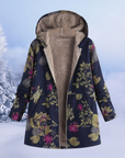 Women's hooded puffer jacket in black warm insulated winter