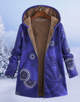 Women's hooded puffer jacket in black warm insulated winter