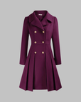Women's deep red double-breasted longline coat