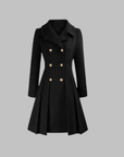 Women's deep red double-breasted longline coat