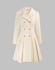 Women's deep red double-breasted longline coat