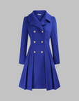 Women's deep red double-breasted longline coat