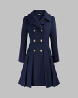 Women's deep red double-breasted longline coat