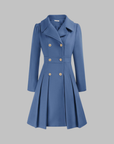 Women's deep red double-breasted longline coat