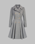 Women's deep red double-breasted longline coat