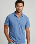 Men’s blue men's casual polo shirt vintage wash