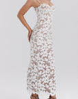 Women’s women's white lace maxi dress