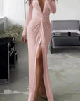 Elegant Pleated V-Neck Midi Dress 11