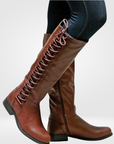 Women's black knee high boots with block heel