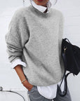 Women's grey cashmere jumper with classic crew neck