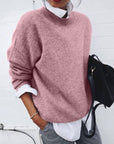 Women's grey cashmere jumper with classic crew neck