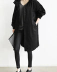 Women's grey waterproof raincoat with oversized hood