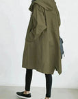 Women's grey waterproof raincoat with oversized hood