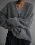 Women's beige cashmere cardigan with loose fit