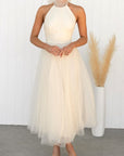 Women’s light brown women's halterneck maxi dress