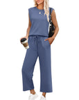 Women’s blue women's sleeveless lounge set