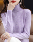 Women's black cashmere turtleneck jumper