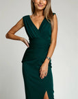 Evening Dress Pleated Design Figure-Hugging Cut for Special Occasions 0