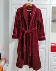 Women's purple plush fleece dressing gown with shawl collar