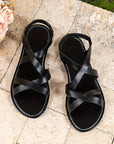 Flat Sandals Criss-Cross Design Textured Sole Vintage Style Casual Wear 8