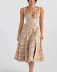 Floral Bustier Summer Dress With Side Slit 11