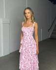 Floral Maxi Dress With Ruffle Skirt And Adjustable Straps 0