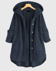 Women's white hooded zip-up fleece jacket