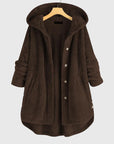 Women's white hooded zip-up fleece jacket