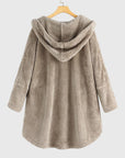 Women's white hooded zip-up fleece jacket