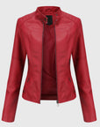Women's black faux leather biker jacket