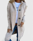 Women's beige button-up cosy knit cardigan
