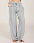 women's wide-leg drawstring cotton trousers