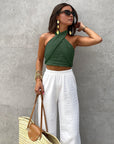 Halter Tank Top with Crisscross Design and Regular Fit for Casual Wear 5