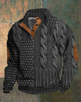 Men's knit jumper in black, retro-inspired design, warm winter knitwear