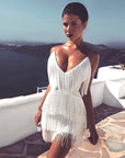 Holly | Mini Dress Deep V Neck Fringed Fit 2