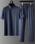 Ice Silk Two Piece Set With Striped Design 0