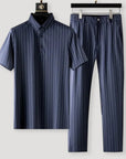 Ice Silk Two Piece Set With Striped Design 1