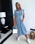 Women’s light blue women's denim dress