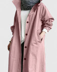 Women's light grey oversized hooded parka with adjustable hood