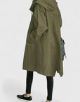 Women's light grey oversized hooded parka with adjustable hood