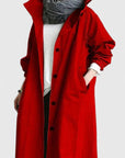Women's light grey oversized hooded parka with adjustable hood