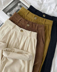 women's high waist wide-leg corduroy trousers