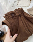 women's high waist wide-leg corduroy trousers