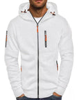 Men's white cotton hoodie with relaxed fit and drawstring hood